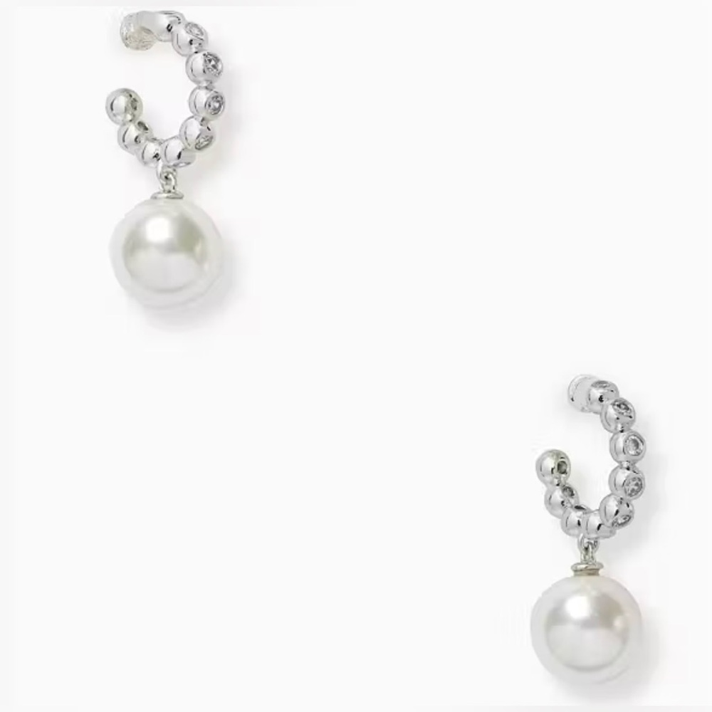 Kate Spade Modern Pearls Drop Huggie Earrings NWT